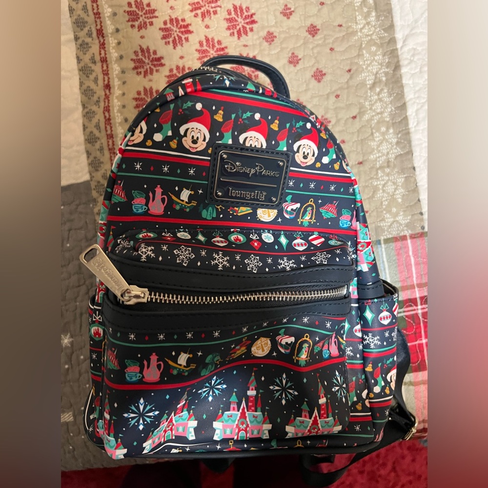 Disney Parks Christmas Fair Isle New Backpack Mickey Mouse